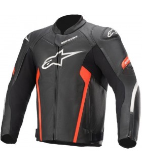 Veste Cuir ALPINEASTARS FASTER V2 - Noir-Rouge fluo