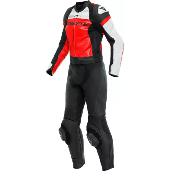 Dainese Mirage 2-teiliger damen-lederkombi - schwarz-Rot-Weiß - degriffbike.ch