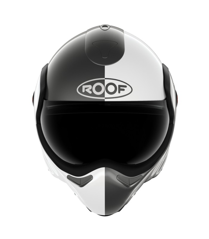 Modularer Dachboxxer-Helm mit perlweißem Metallgesicht - degriffbike.ch