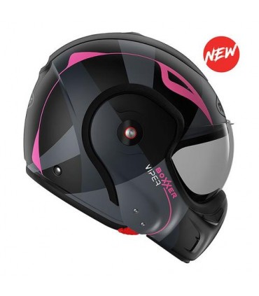 Casque Modulable ROOF Boxxer Viper (ECE22-05) - Noir-Rose mat