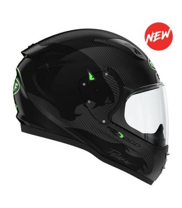 Casque intégral ROOF RO200 CARBONE PANTHER Noir-Vert fluo