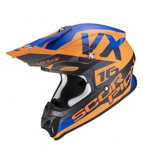 casque moto tout-terrain Scorpion VX-16 Air X-Turn noir orange bleu - degriffbike.ch