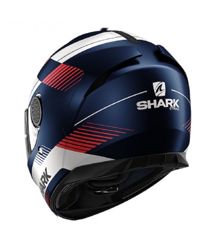 casque intégral shark spartan Fibre strad mat blanc bleu rouge - degriffbike.ch