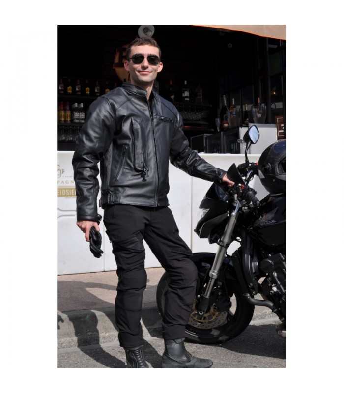 Veste cuir airbag HELITE ROADSTER noir - style et sécurité