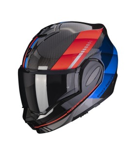 Casque Modulable SCORPION EXO-TECH EVO CARBON GENUS Noir-Bleu-Rouge (ECE 22-06)