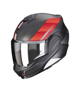 casque modulable scorpion exo-tech evo carbon genus noir mat rouge - degriffbike.ch