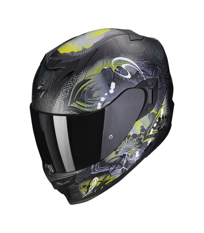 casque moto intégral Scorpion Exo-520 Evo Melrose noir mat jaune fluo - degriffbike.ch