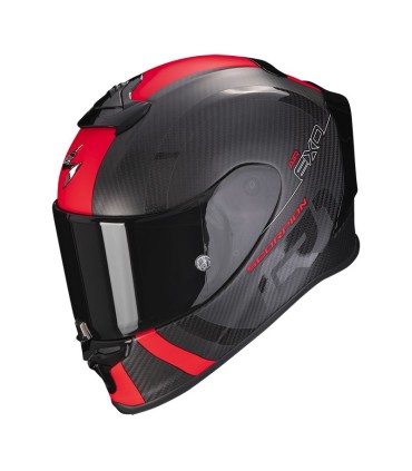 Casque intégral SCORPION EXO-R1 EVO CARBON AIR MG Noir mat-Rouge (ECE22.06)