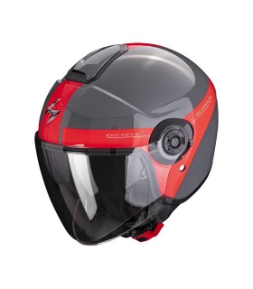 casque jet scorpion exo-city II short gris ciment rouge - degriffbike.ch