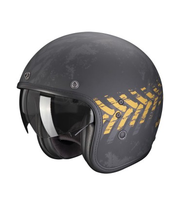 Casque Jet SCORPION BELFAST EVO NEVADA Noir mat-Or (ECE22.06)