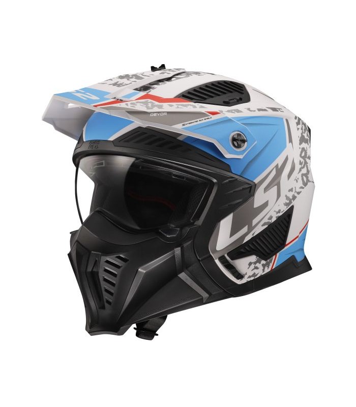 casque jet LS2 OF606 drifter devor blanc mat bleu - degriffbike.ch