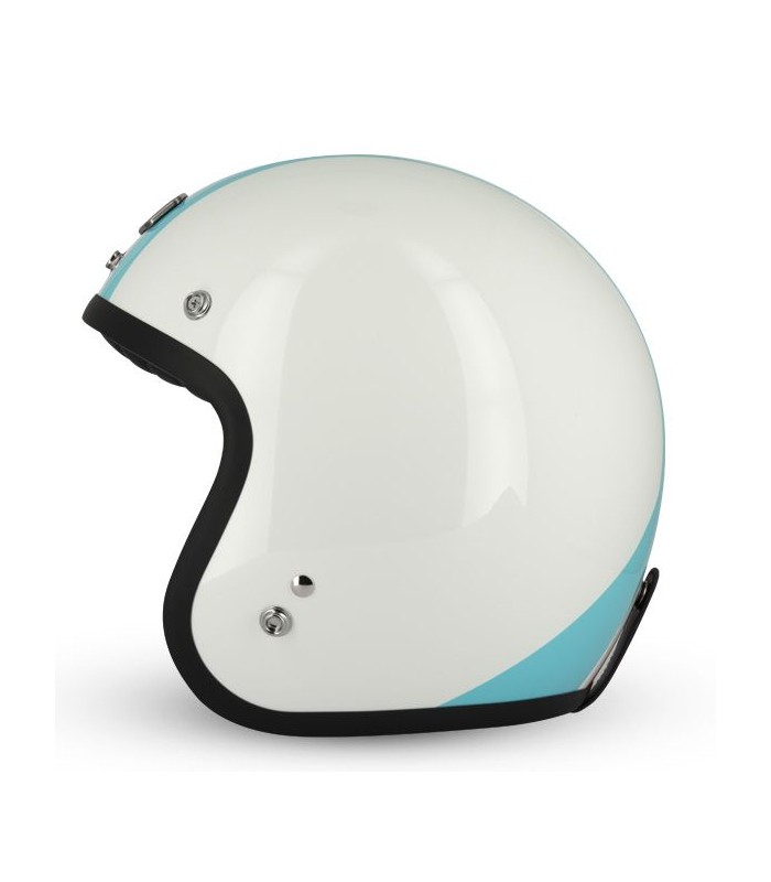 Casque jet gasoline cafe Racer S250 Blanc-Bleu-Rouge - degriffbike.ch