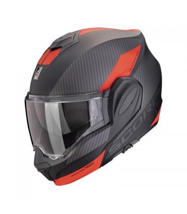 Casque modulable SCORPION EXO-TECH EVO TEAM  (ECE22-06) - Noir mat-Argent-Rouge