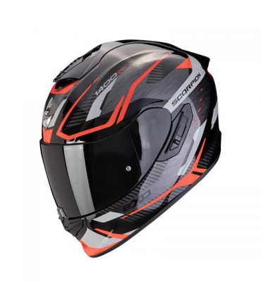 Casque intégral SCORPION EXO-1400 EVO II ACCORD FIBRE - Noir-Gris-Rouge (ECE22-06)