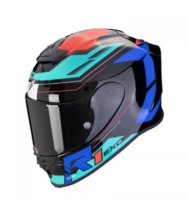 Casque intégral SCORPION EXO-R1 EVO BLAZE FIBRE Noir-Bleu-Rouge (ECE22-06)