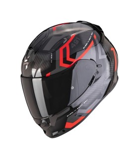 Casque Intégral SCORPION EXO-491 SPIN Noir-Argent-Rouge (ECE 22-06)