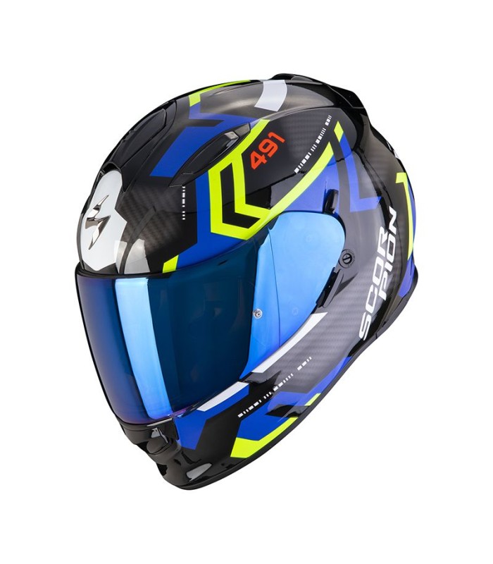 Scorpion Exo-491 Spin Integral-Motorradhelm schwarz blau gelb - degriffbike.ch