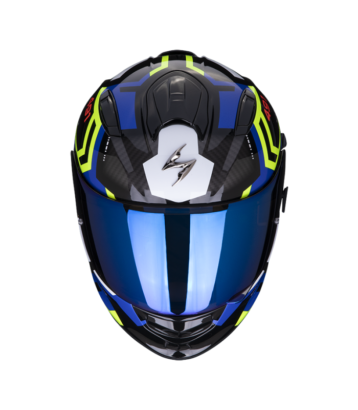 casque moto intégral Scorpion Exo-491 Spin noir bleu jaune - degriffbike.ch