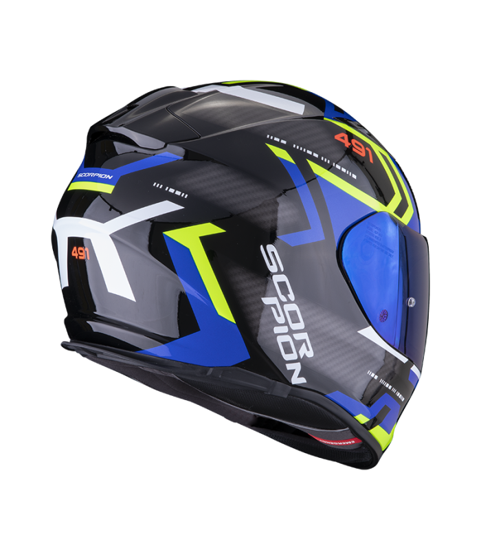 casque moto intégral Scorpion Exo-491 Spin noir bleu jaune - degriffbike.ch