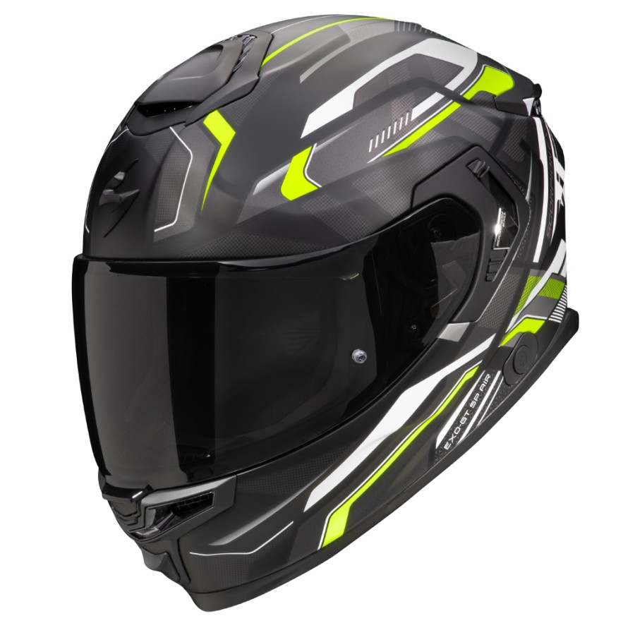 Casque intégral SCORPION EXO-GT SP AIR AUGUSTA (Noir Mat-Gris-Jaune Fluo)