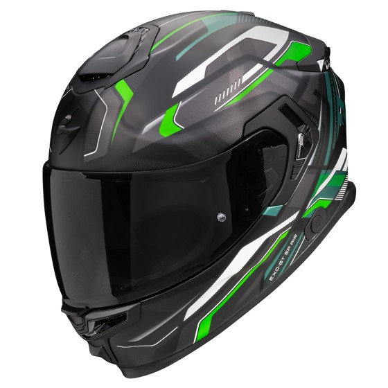 Casque intégral Scorpion Exo-GT SP Air Augusta (Noir mat-Gris-Vert) - degriffbike.ch