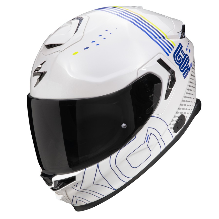 Scorpion Exo-GT SP Air TECHLANE Integralhelm (Weiß-Blau-Fluo Gelb)