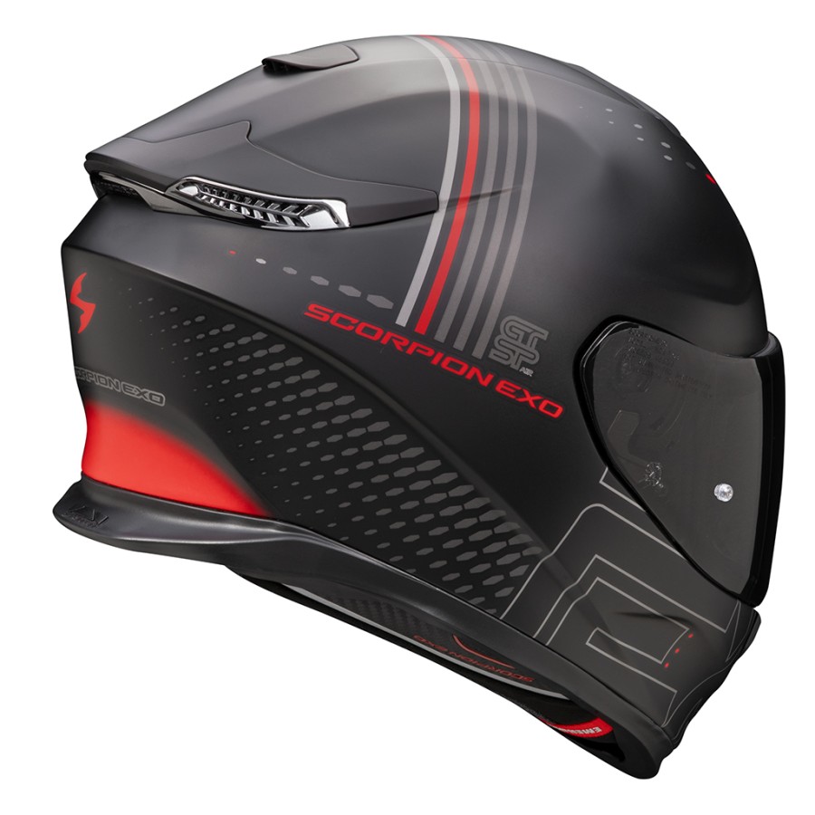 Casque intégral Scorpion Exo-GT SP Air Techlane (Noir Mat-Gris-Rouge)