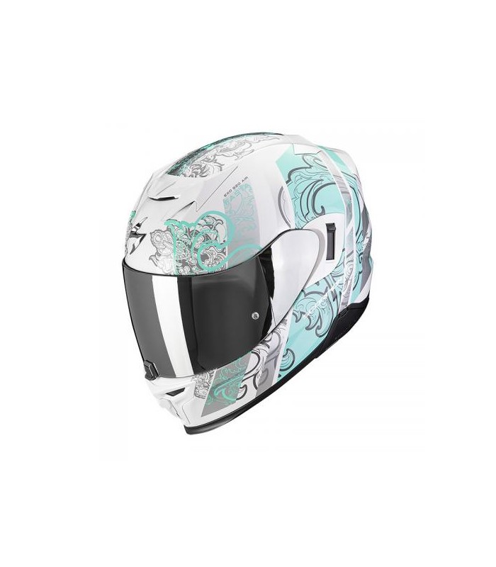 casque moto intégral Scorpion Exo-520 Evo Fasta Blanc-Bleu clair - degriffbike.ch