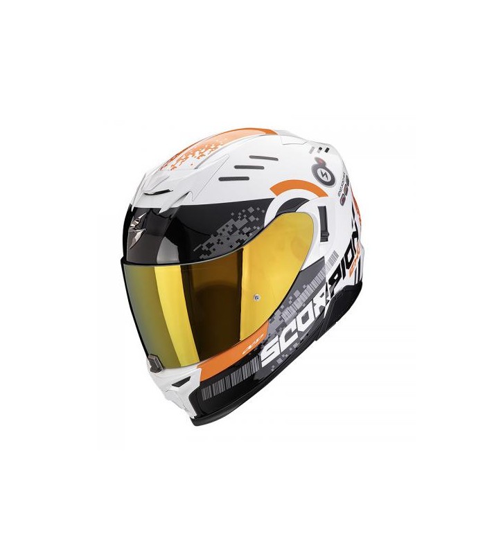 Casque intégral Scorpion Exo-520 Evo Air Titan Blanc-Noir-Orange - degriffbike.ch