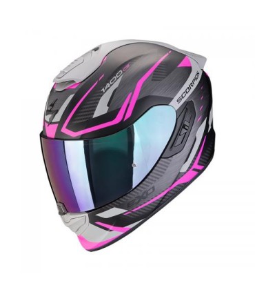 Casque intégral SCORPION EXO-1400 EVO II ACCORD FIBRE - Noir mat-Rose (ECE22-06)