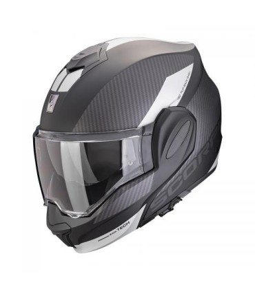 Casque modulable SCORPION EXO-TECH EVO TEAM Noir mat-Argent (ECE22-06)