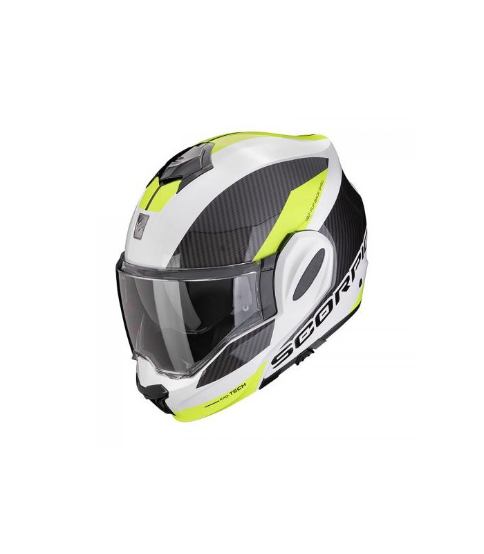 Casque Modulable Scorpion exo tech evo team Blanc-Jaune - degriffbike.ch