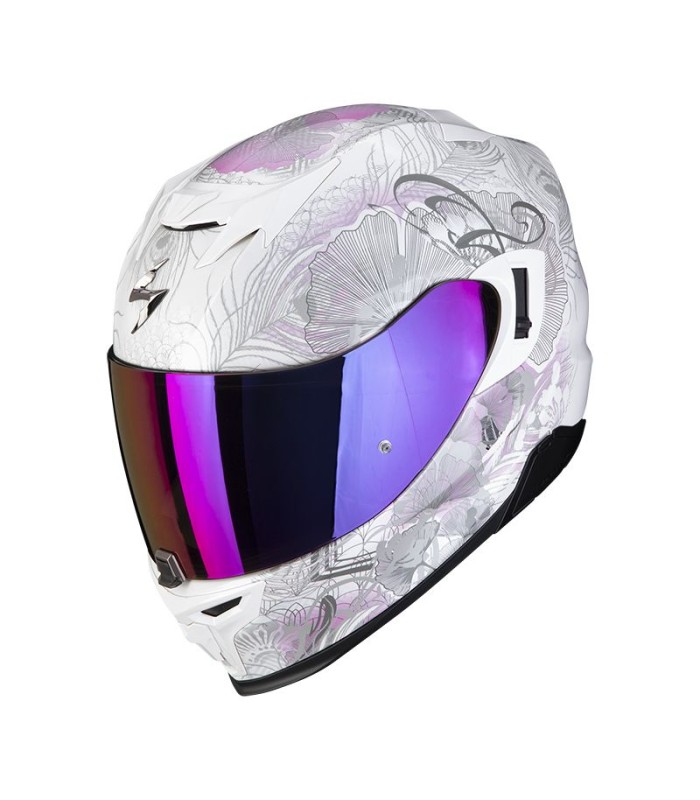 casque moto intégral Scorpion Exo-520 Evo Melrose blanc perle rose - degriffbike.ch