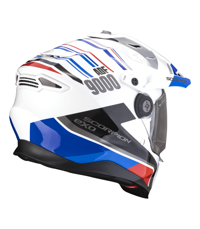 casque intégral scorpion aventure ADF-9000 desert blanc bleu rouge - degriffbike.ch