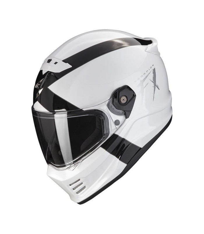 casque moto intégral scorpion covert FX gallus noir blanc - degriffbike.ch