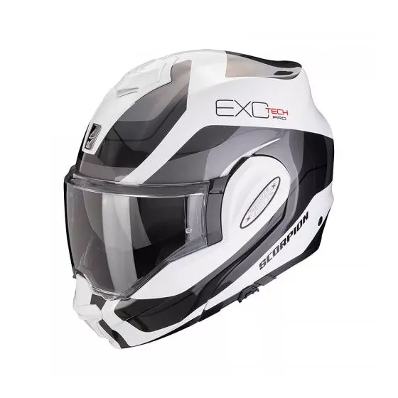 Casque modulable Scorpion Exo-Tech Evo Pro Commuta Blanc-Argent - degriffbike.ch