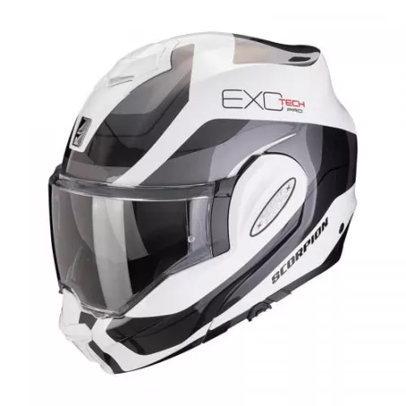 Casque modulable SCORPION EXO-TECH EVO PRO COMMUTA Blanc-Argent (ECE22-06)