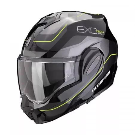 Casque modulable SCORPION EXO-TECH EVO PRO COMMUTA (ECE22-06) - Noir-Argent-Jaune