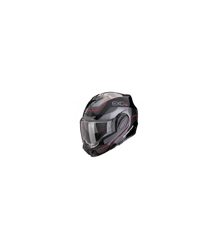 Casque modulable Scorpion Exo-Tech Evo Pro Commuta Noir-Argent-Rouge - degriffbike.ch