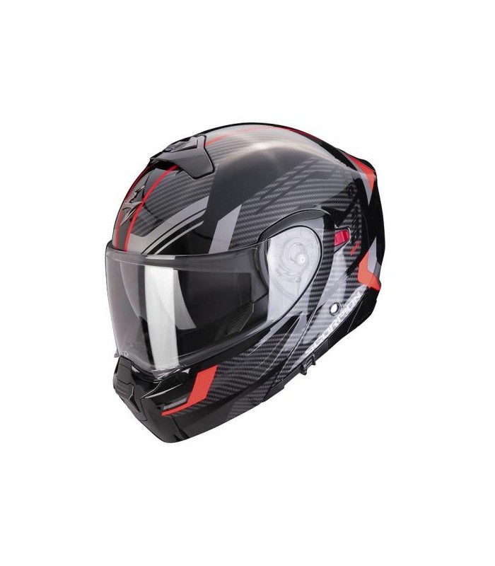 casque modulable scorpion exo-930 evo sikon noir argent rouge - degriffbike.ch