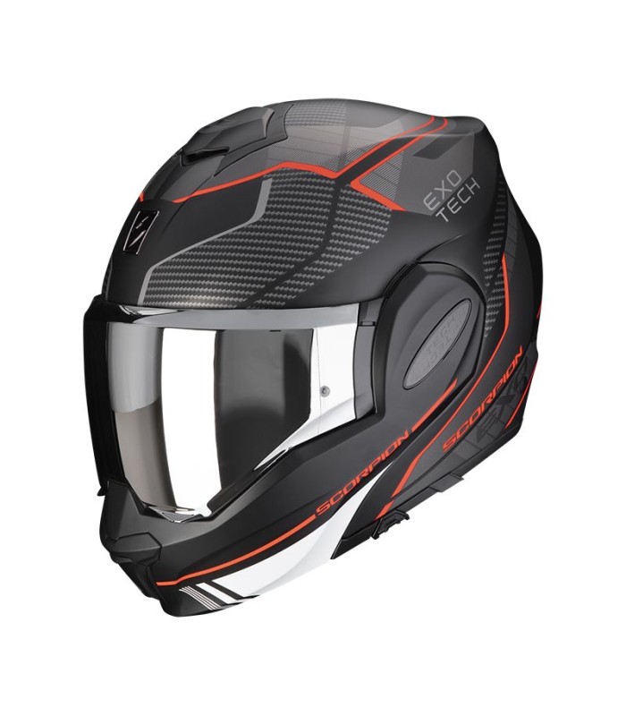 casque modulable Scorpion Exo-Tech Evo Animo noir mat rouge - degriffbike.ch