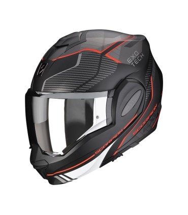 Casque Modulable SCORPION EXO-TECH EVO ANIMO (ECE 22-06) - Noir mat-Rouge