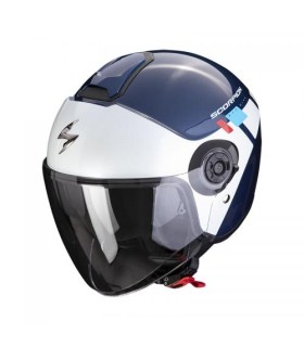 casque jet scorpion exo-city II mall bleu blanc rouge - degriffbike.ch