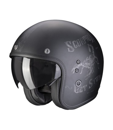 Casque Jet SCORPION BELFAST EVO PIQUE Noir mat-Gris (ECE22.06)