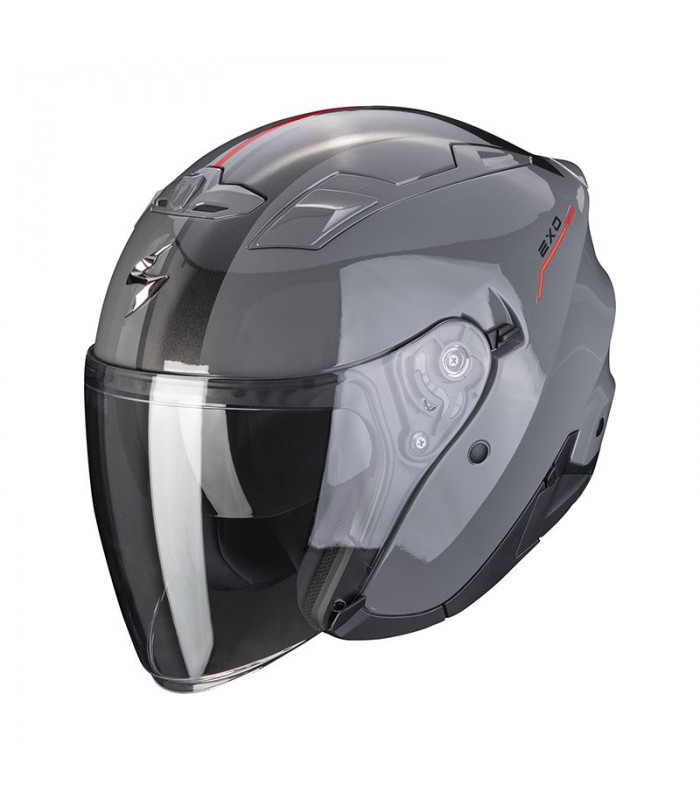 casque jet scorpion Exo-230 SR gris clair rouge - degriffbike.ch