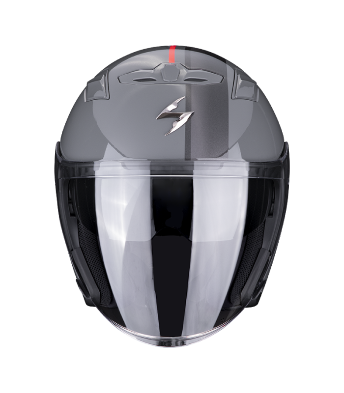 casque jet scorpion Exo-230 SR gris clair rouge - degriffbike.ch