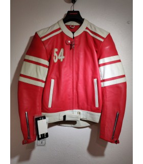 DB Racing Vintage Lederjacke - Rot-Weiß