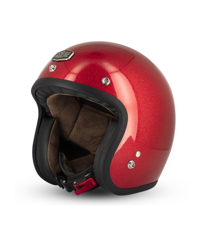 Casque jet gasoline cafe Racer S250 Rouge pailleté - degriffbike.ch