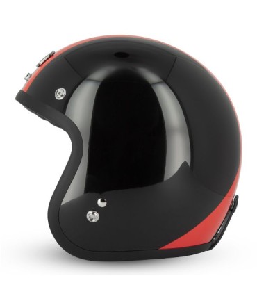 Casque Jet GASOLINE CAFE RACER S250 (ECE22-05) - Noir-Rouge-Blanc