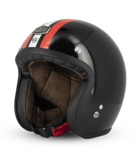 Casque jet gasoline cafe Racer S250 Noir-Rouge-Blanc - degriffbike.ch